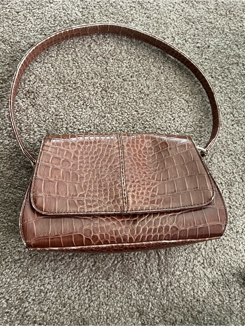 Liz Claiborne Croc-Embossed Brown Shoulder Bag